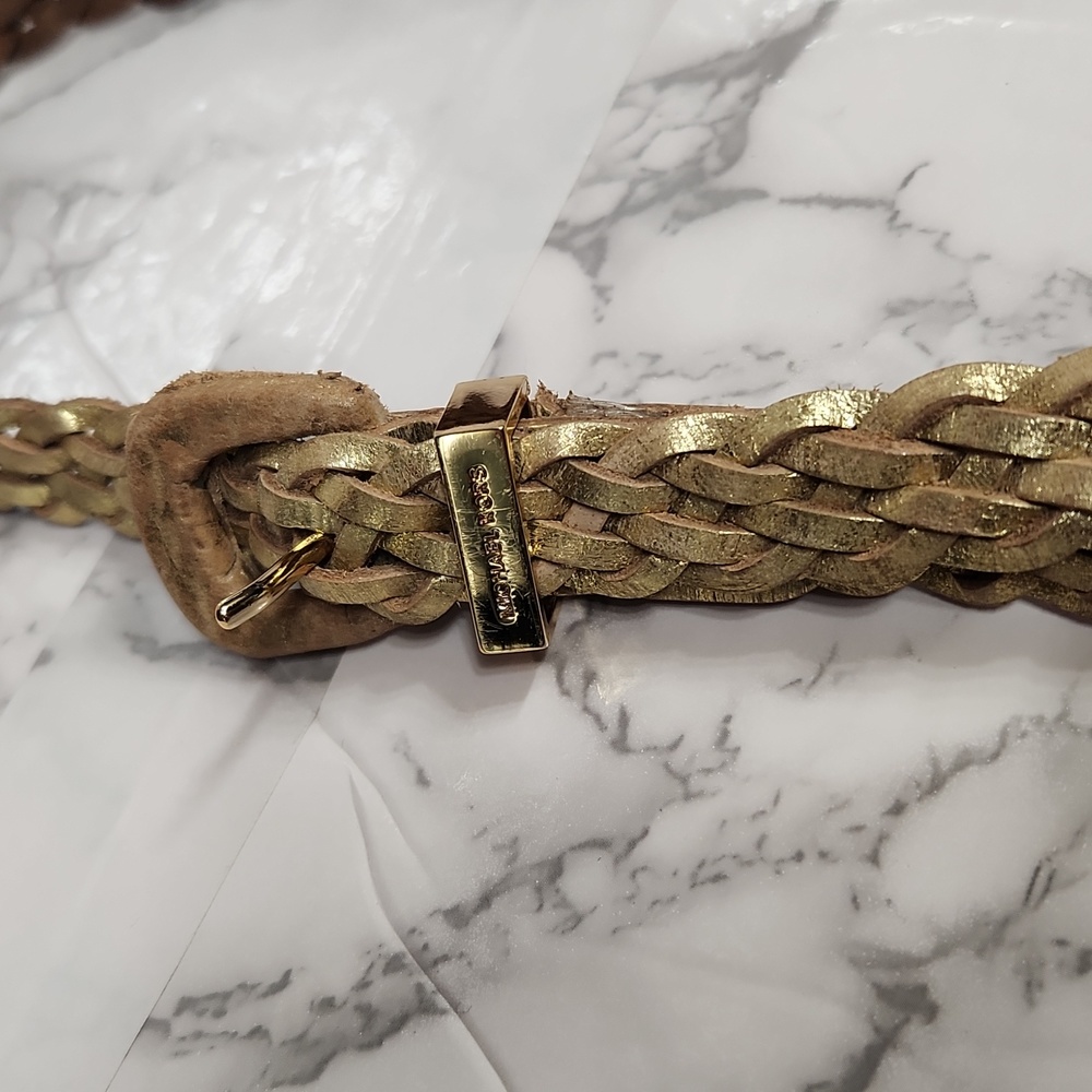 MICHAEL KORS BRAIDED LEATHER GOLD BELT - Picture 2 of 3